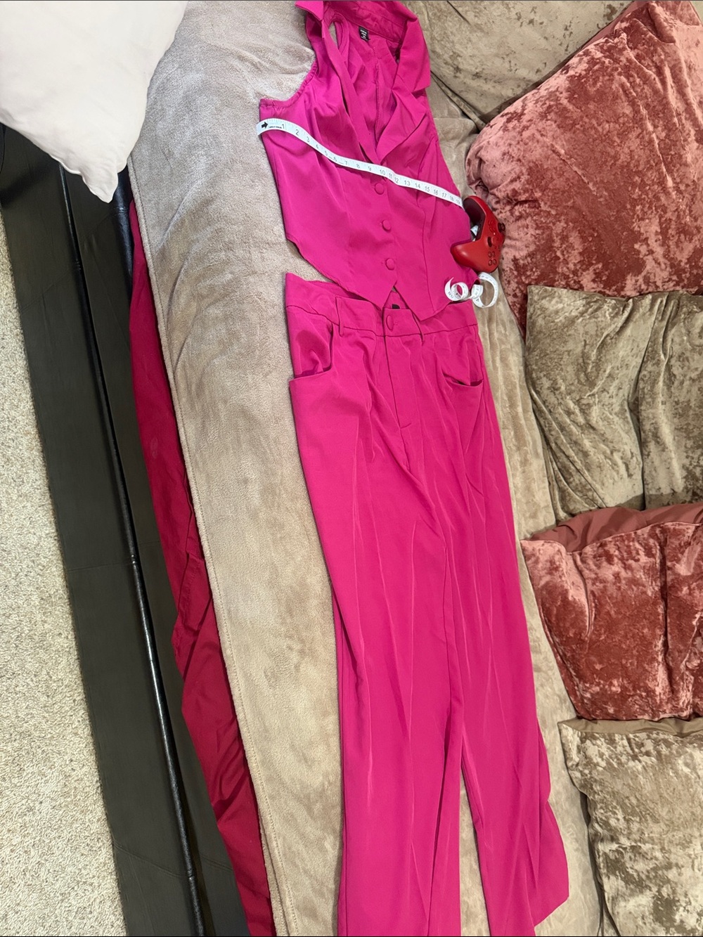 SHEIN Hot Pink High-pant set vest and pants